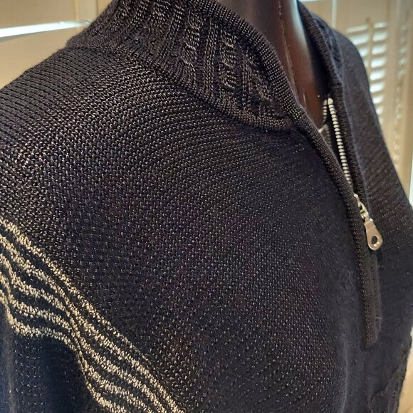 Fia Italia Crisp Black & Gray Knit Long Sleeved Top Size S - Picture 7 of 9